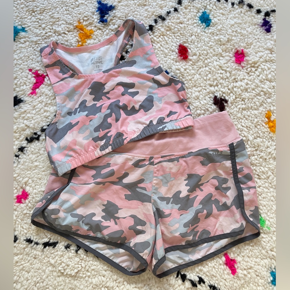 Justice Active Matching Sports Bra and Shorts Set (S Girl’s L/12)